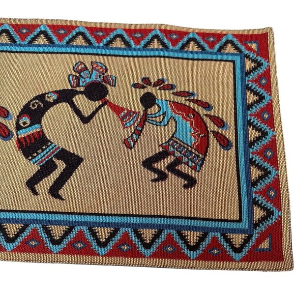 Kokopelli Table Runner Western Rustic Lodge Dining Decor 12x68" Southwest Tapest - Picture 3 of 8
